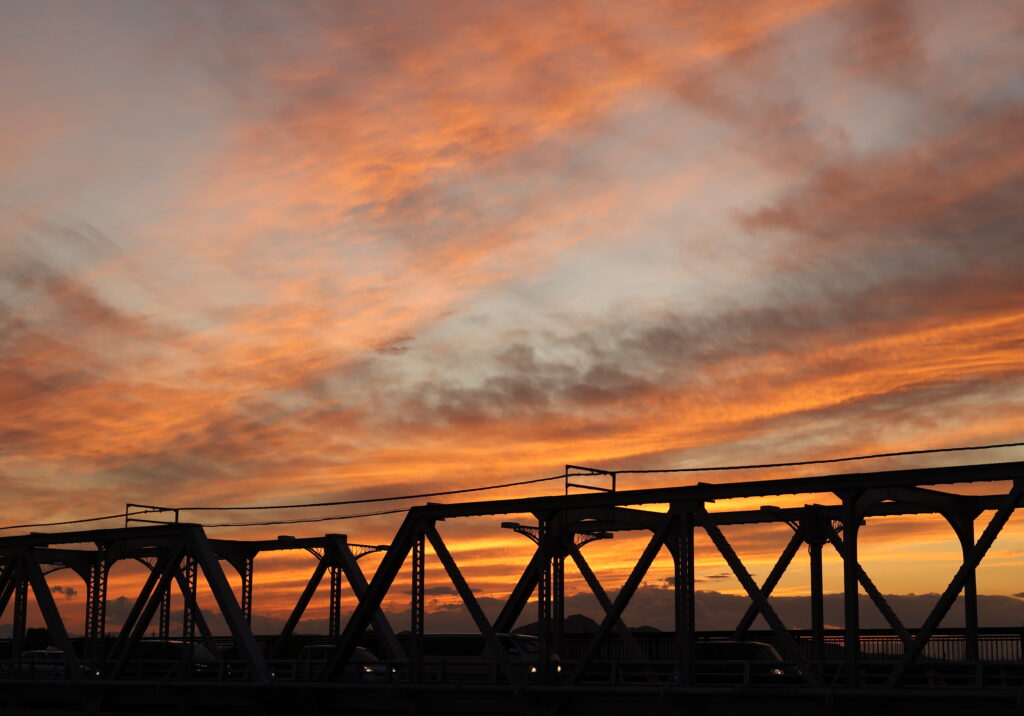 渡良瀬橋と夕焼け